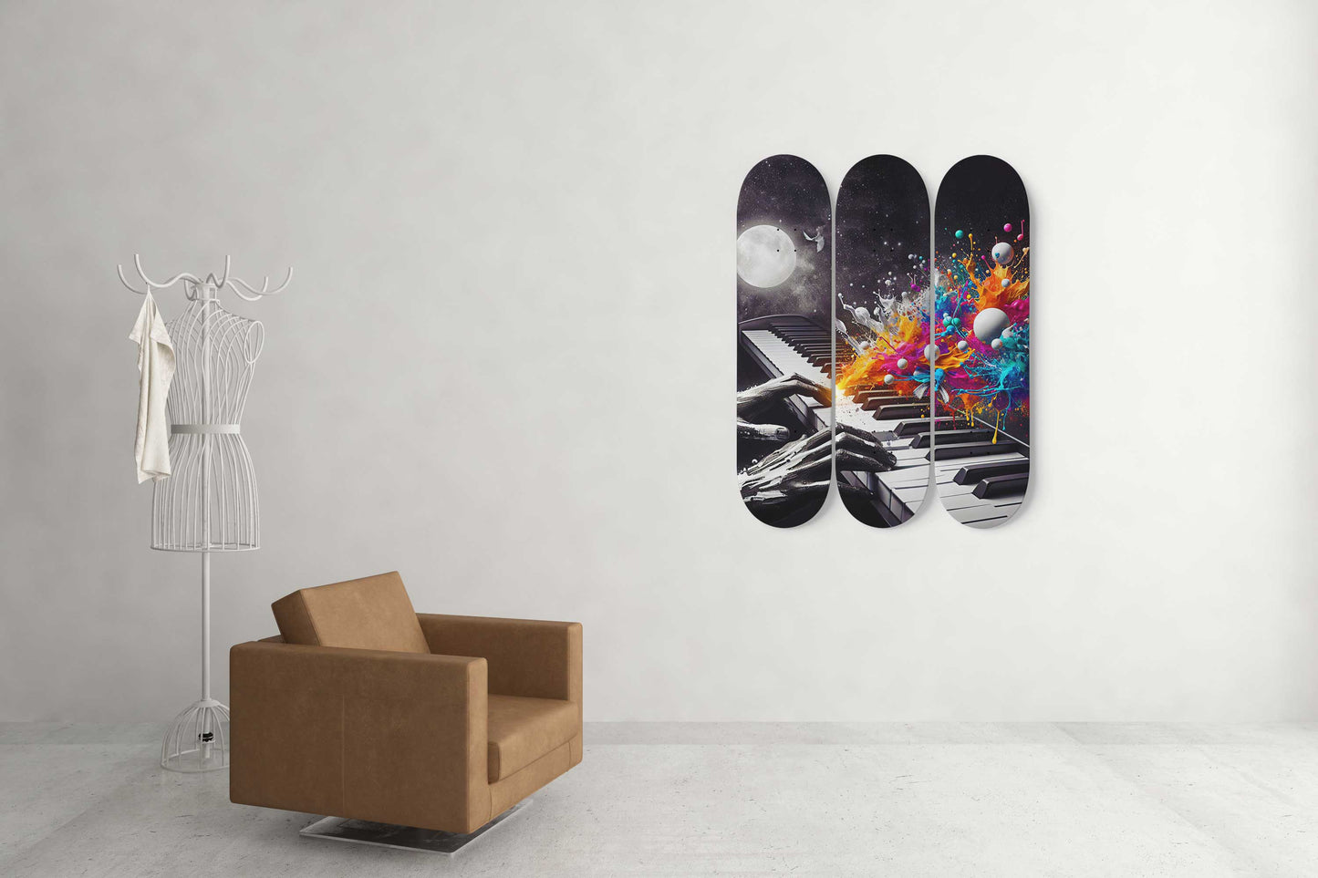 Piano 3-Deck Skateboard Wall Art