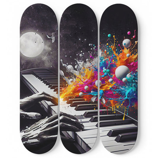 Piano 3-Deck Skateboard Wall Art