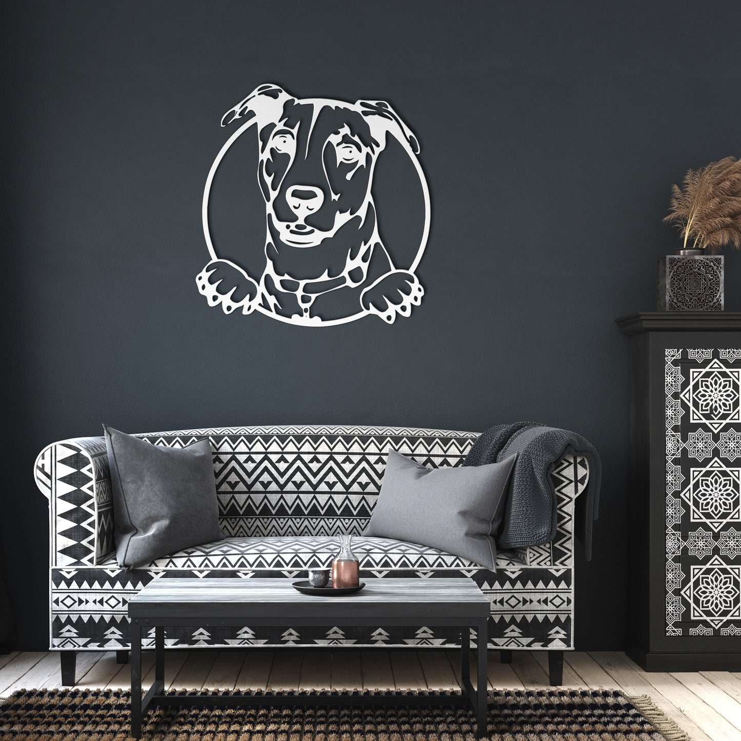Playful Greyhound Dog Metal Wall Art