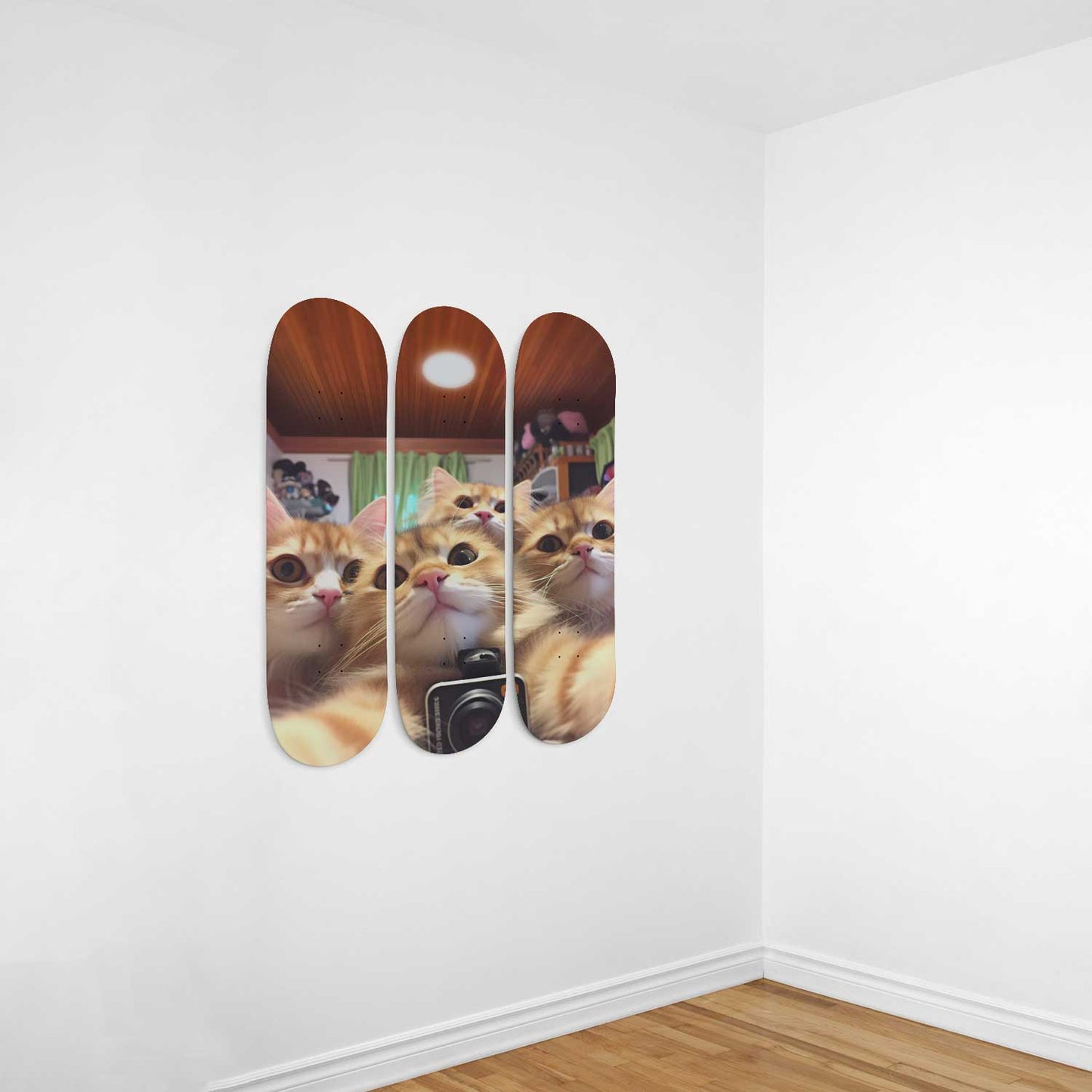 Selfie Cat #1 3-Deck Skateboard Wall Art