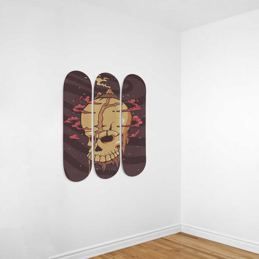 Skull Planet 3-Deck Skateboard Wall Art :Edgy Elegance
