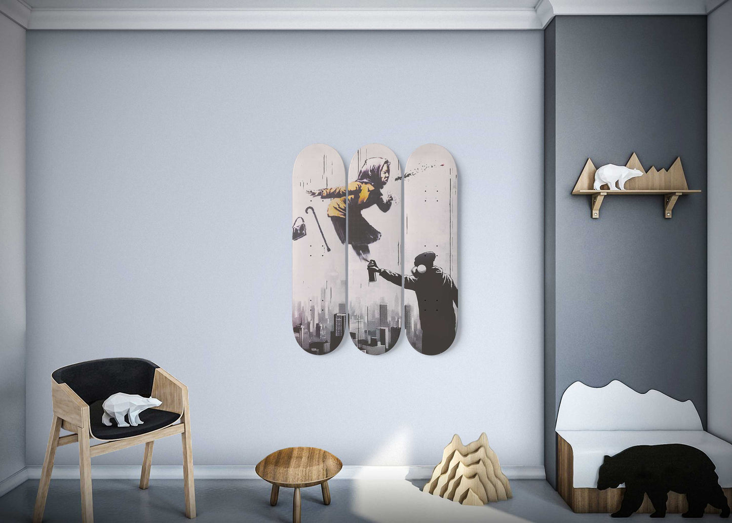 Banksy Sneezing Girl 3 Deck Skateboard Wall Art: Masterpiece,Beautiful Design