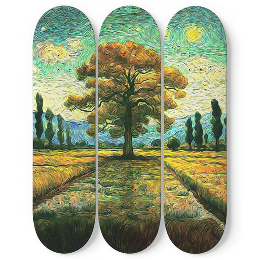 Van Gogh Tree of Life 3-Deck Skateboard Wall Art: Masterpiece, Nature Inspired Design