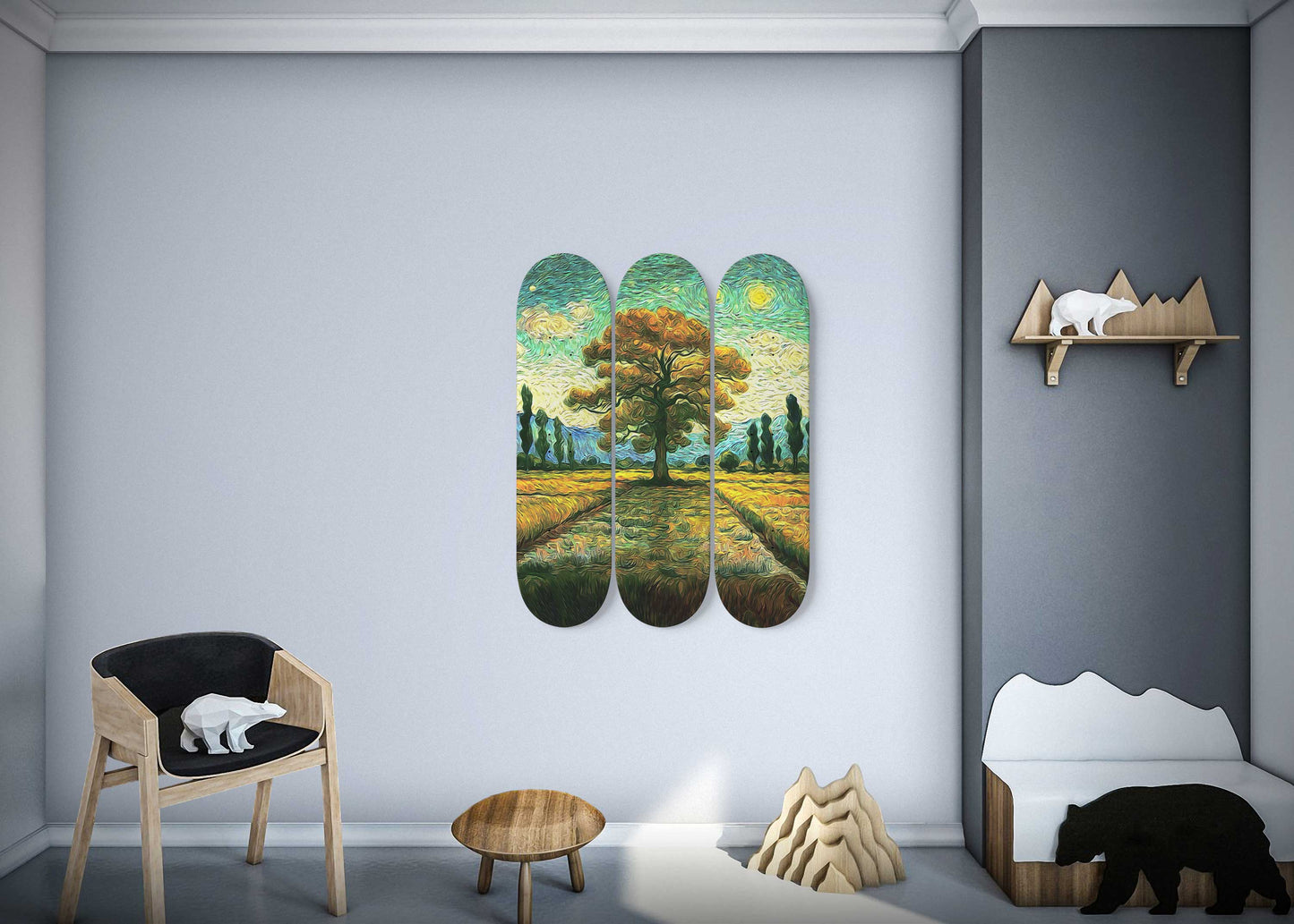 Van Gogh Tree of Life 3-Deck Skateboard Wall Art: Nature-Inspired Design