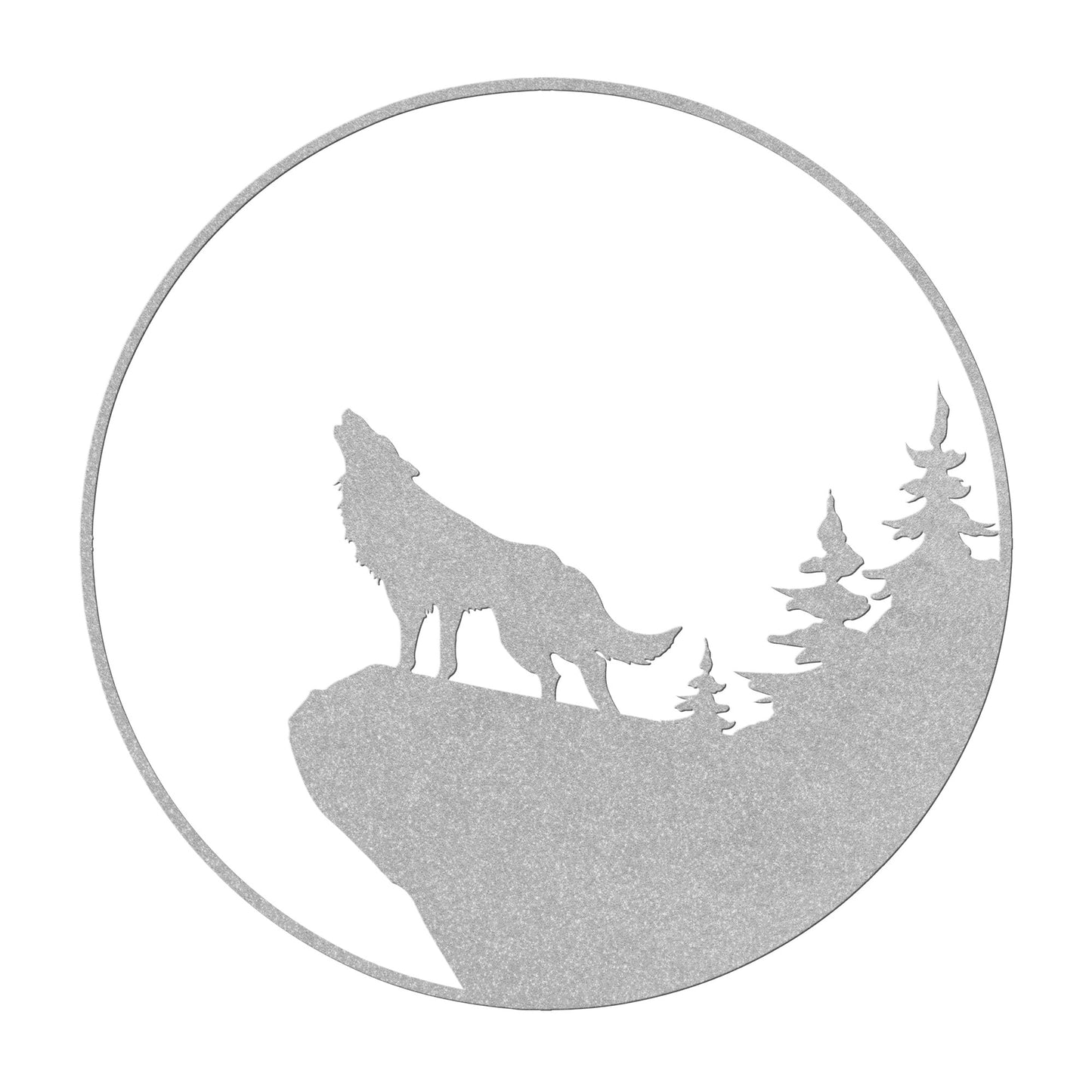 Wolf Howling At The Moon Metal Wall Art