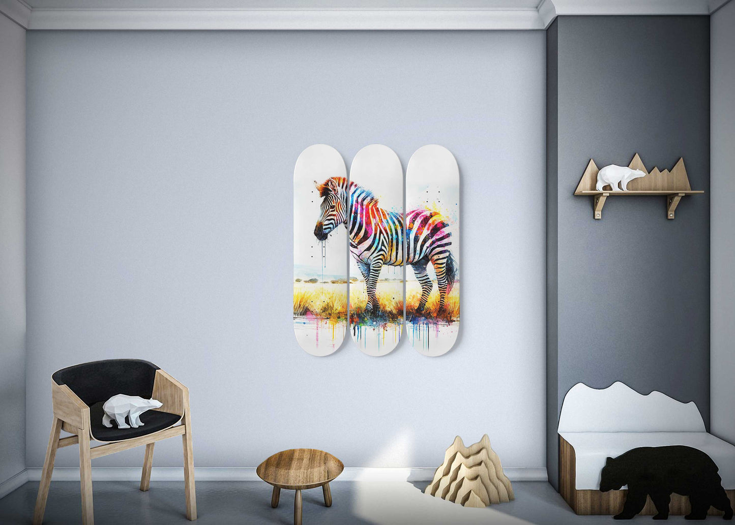 Zebra #5.0 3-Deck Skateboard Wall Art