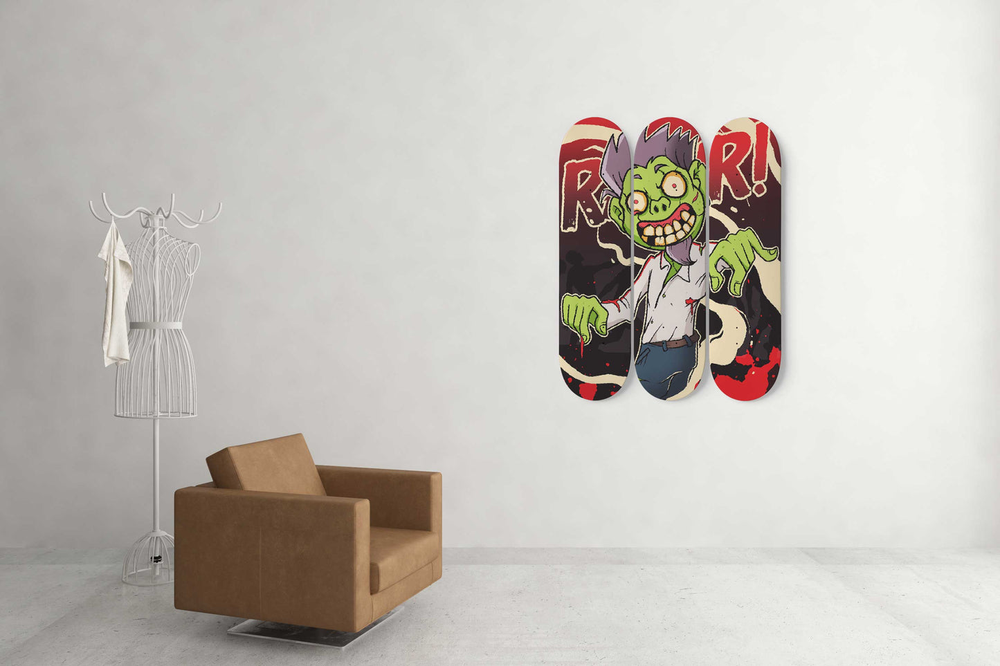 Halloween Zombie 3 Deck Skateboard Wall Art: Undead Home Decor
