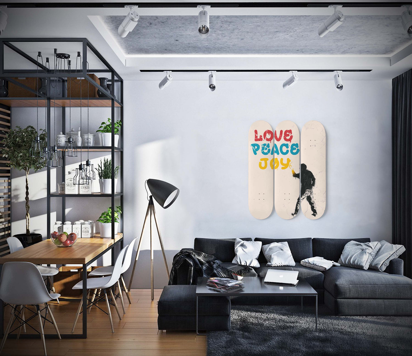 Banksy Spraypaint Graffiti Street Art | 3 - Set Skateboard Wall Art, Banksy Graffiti Martin Watson Artwork, Living Room Wall Decor