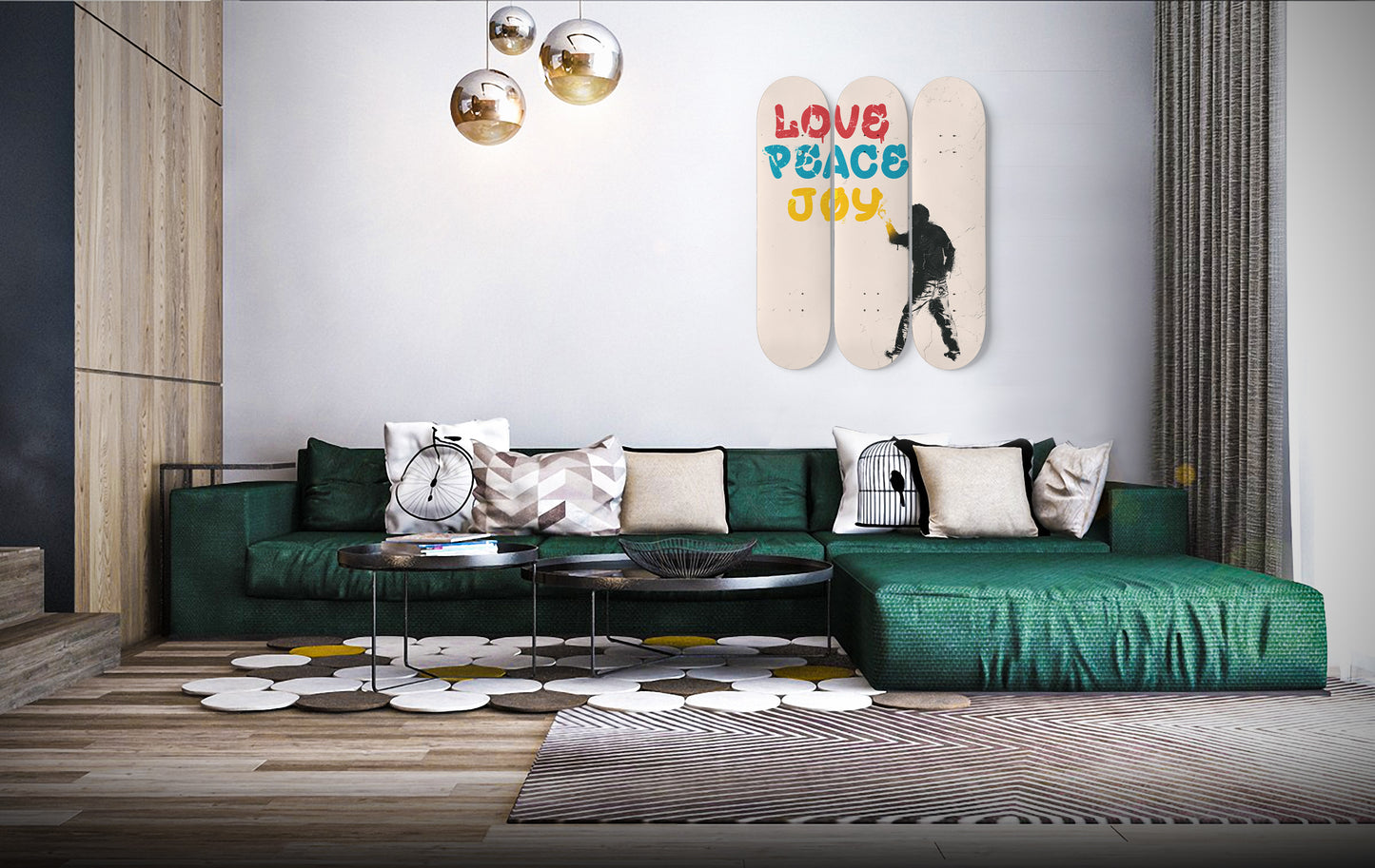 Banksy Spraypaint Graffiti Street Art | 3 - Set Skateboard Wall Art, Banksy Graffiti Martin Watson Artwork, Living Room Wall Decor