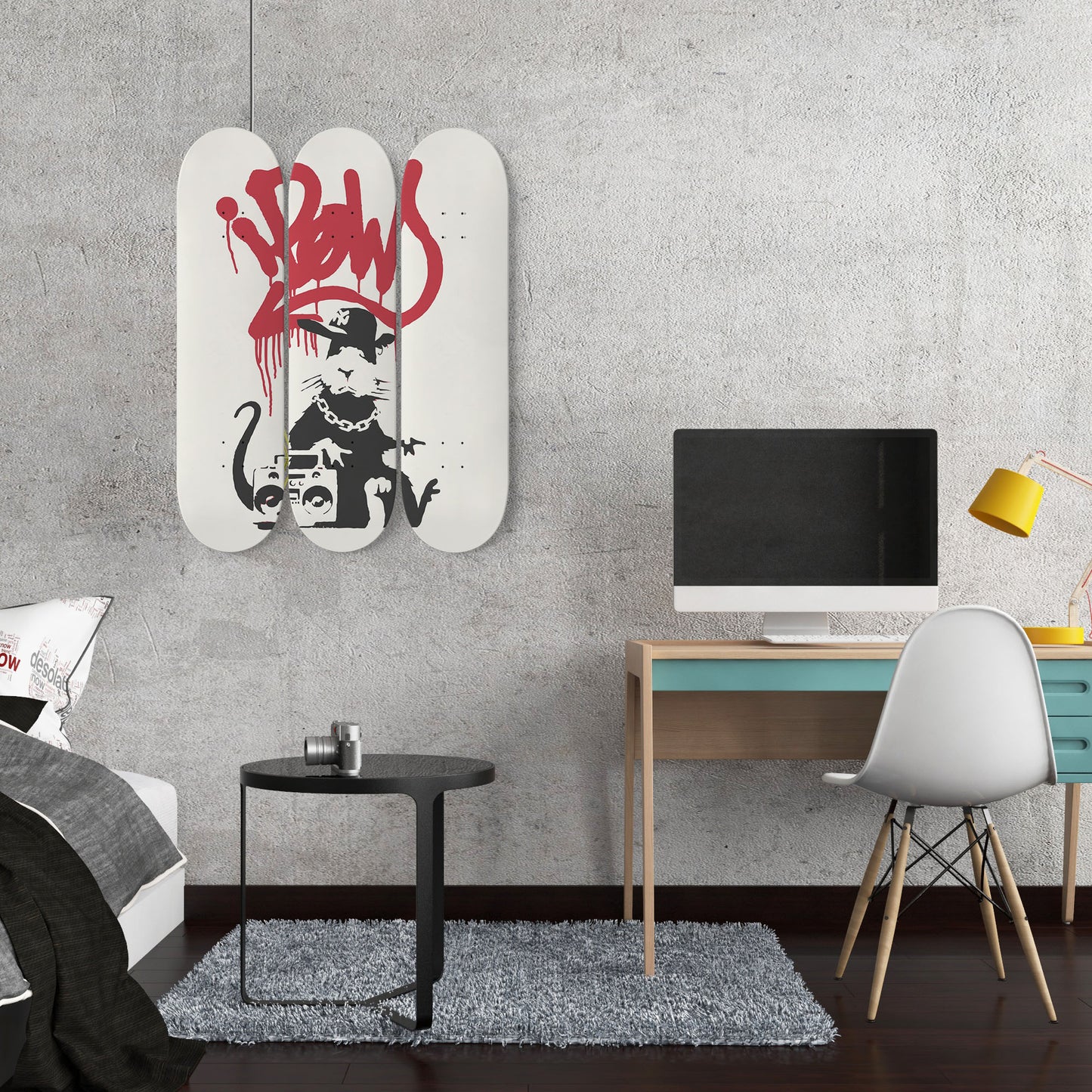 Banksy Gangster Rat | 3 Set of Skateboard Deck Wall Art, Hanged Room Decoration, Custom Unique Gift