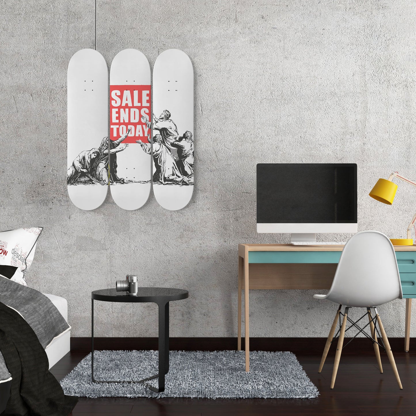Banksy Sales Ends Today | 3 Set of Skateboard Deck Wall Art, Hanged Room Decoration, Custom Unique Gift