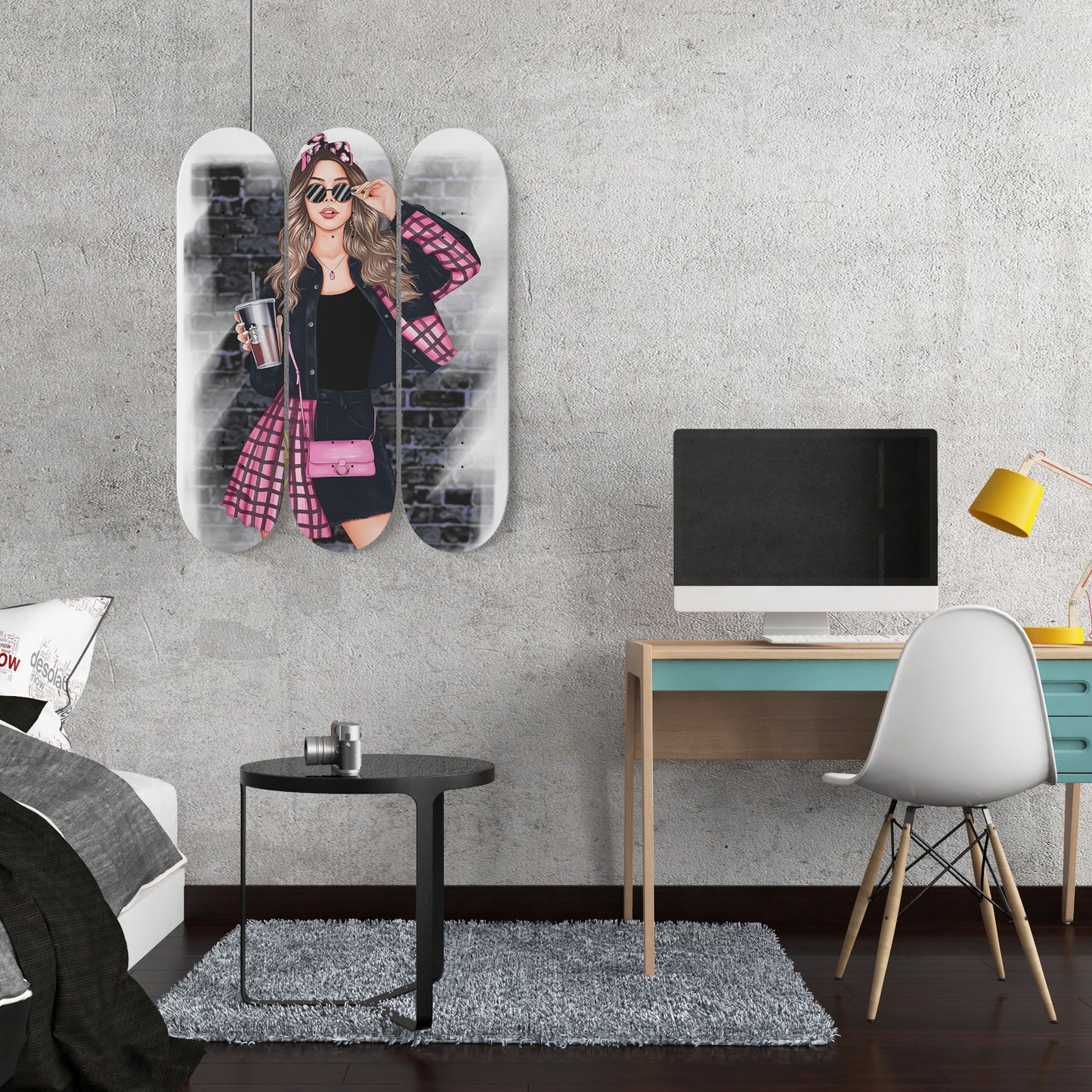Fashion 2 | 3 Set of Skateboard Deck Wall Art | Wall Hanging Room Decor | Maple Wood | Birthday Gift