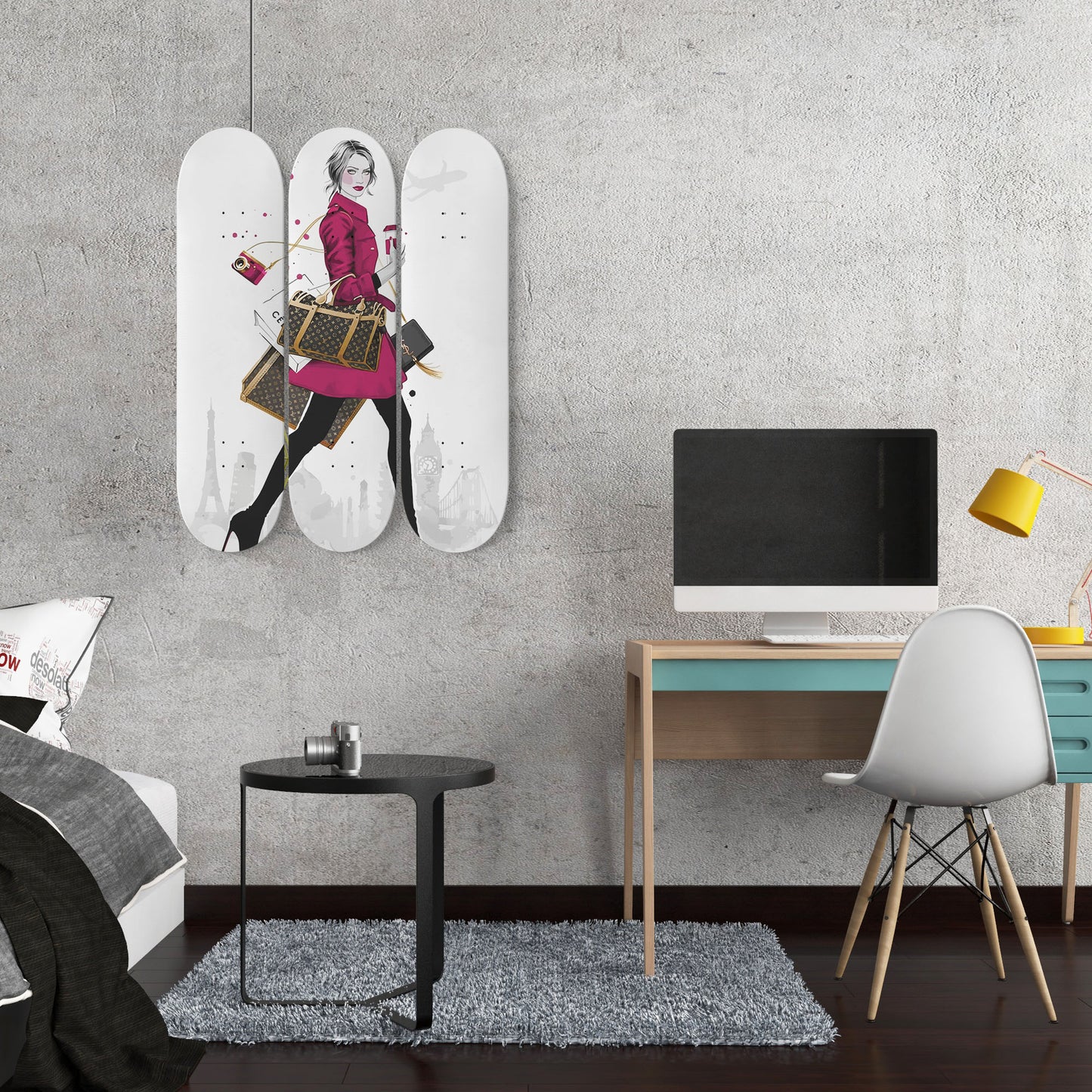 Fashion 6 | 3 Set of Skateboard Deck Wall Art | Wall Hanging Room Decor | Maple Wood | Birthday Gift