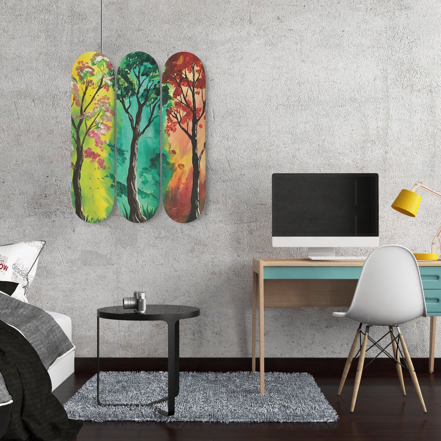 Random Colorful Artwork 10 | Skateboard Deck Wall Art, Wall Hanged Room Decoration, Maple Wood, Accent Gift for Home, Aesthetic Wall Art