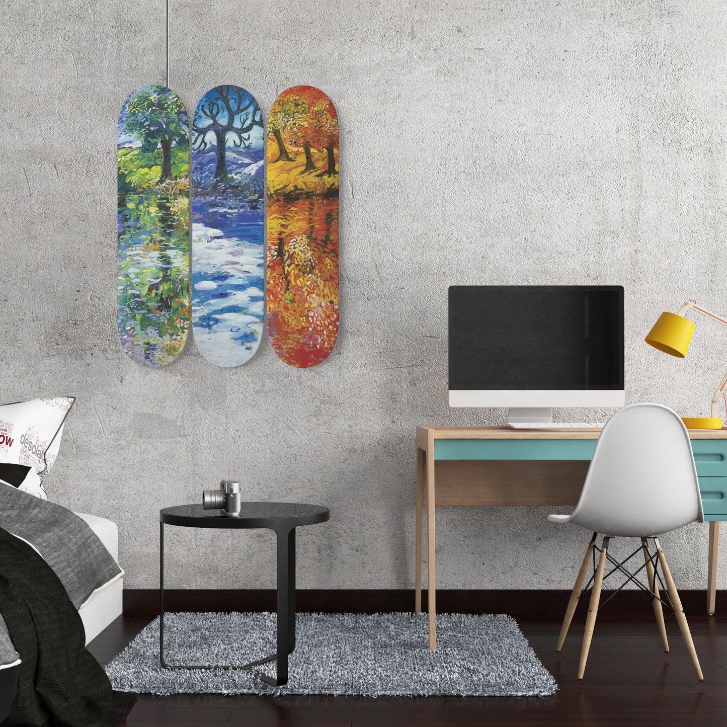 Random Colorful Artwork 11 | Skateboard Deck Wall Art, Wall Hanged Room Decoration, Maple Wood, Accent Gift for Home, Aesthetic Wall Art