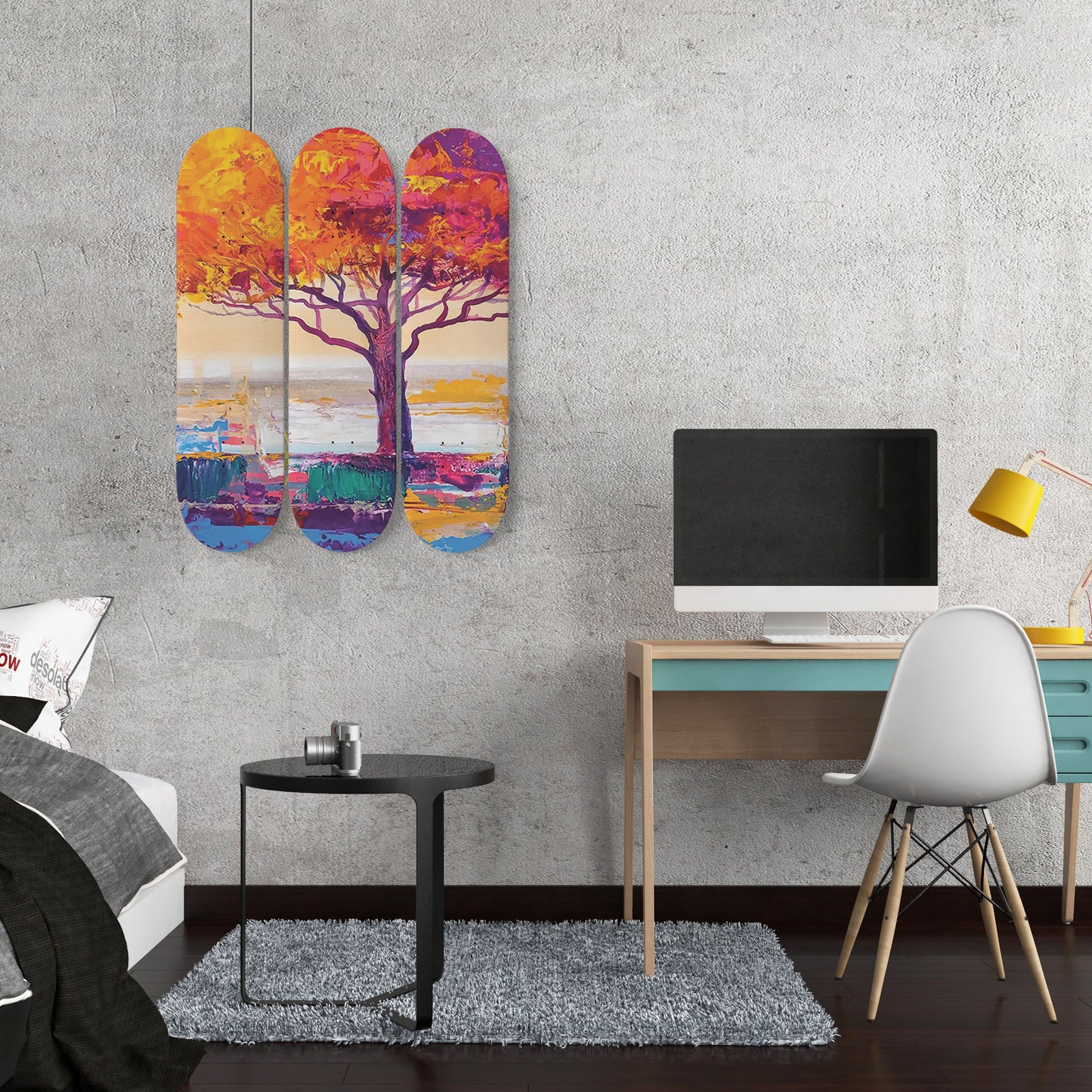 Random Colorful Artwork 12 | Skateboard Deck Wall Art, Wall Hanged Room Decoration, Maple Wood, Accent Gift for Home, Aesthetic Wall Art