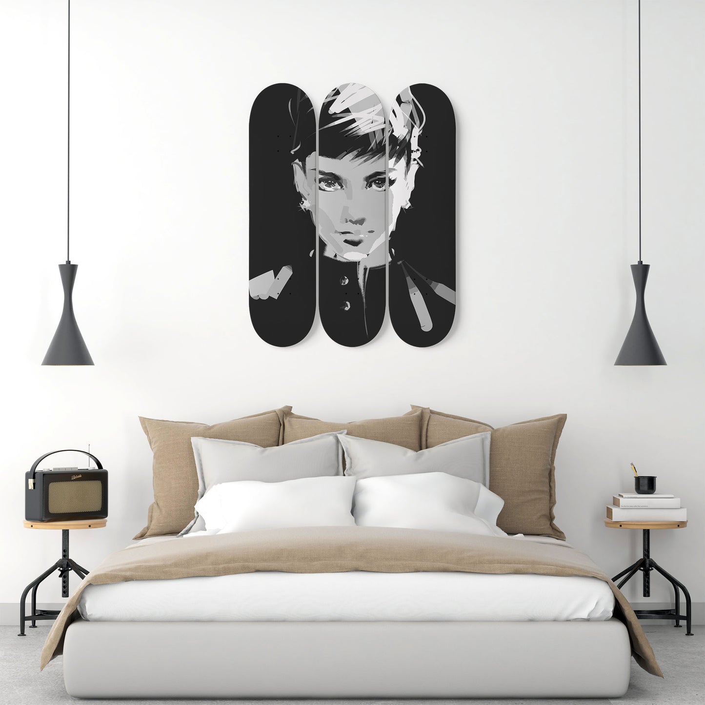 Audrey Hepburn Artwork 3 | 3-piece Skateboard Wall Art | Wall Decor | Best Unique Gift for Home Decor