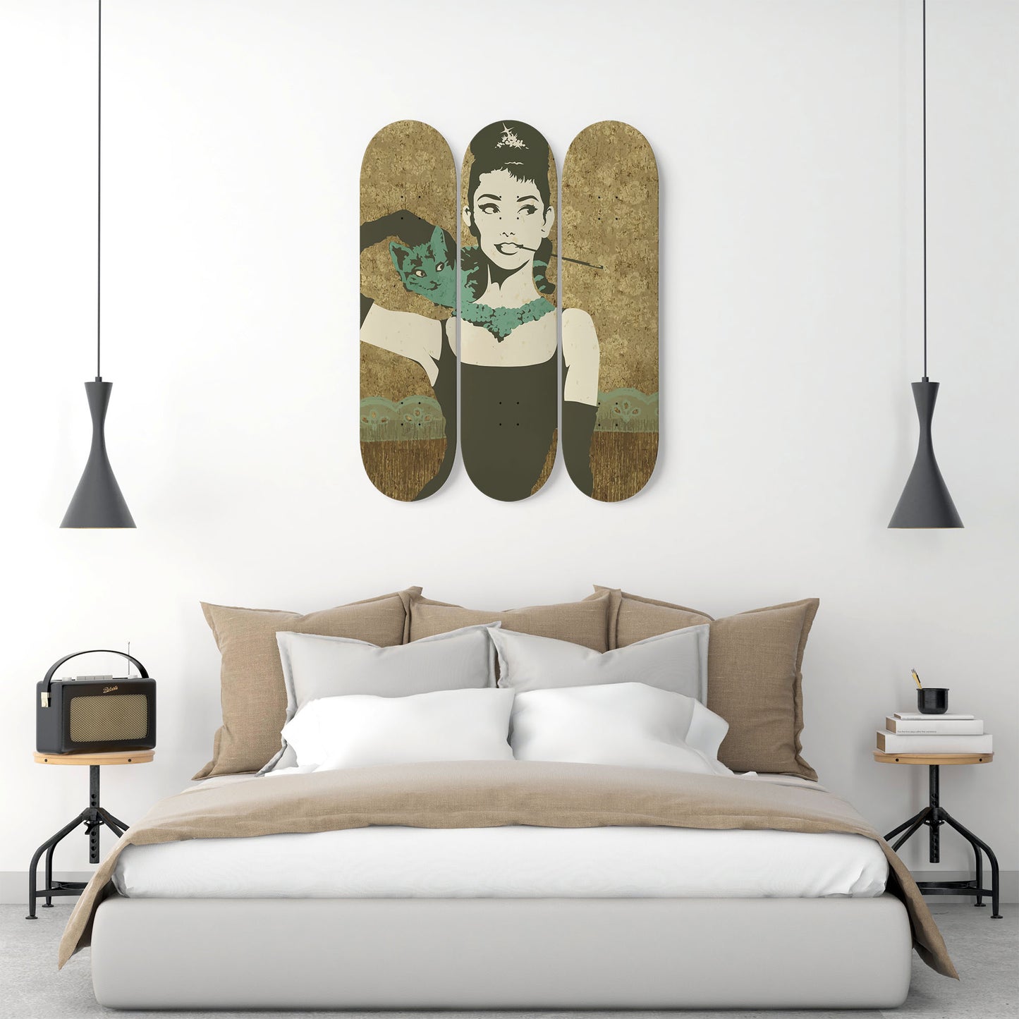 Audrey Hepburn 6 Artwork | 3-piece Skateboard Wall Art | Wall Decor | Best Unique Gift for Home Decor