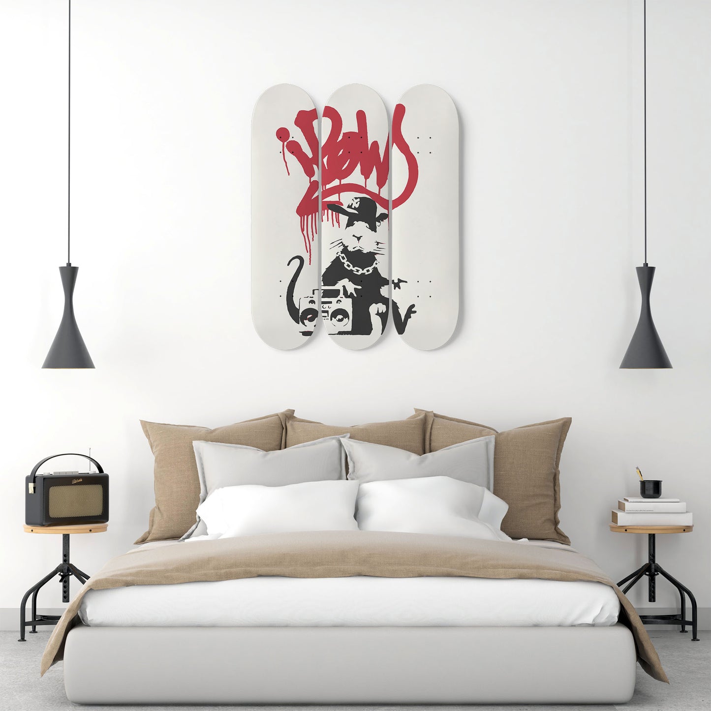 Banksy Gangster Rat | 3 Set of Skateboard Deck Wall Art, Hanged Room Decoration, Custom Unique Gift