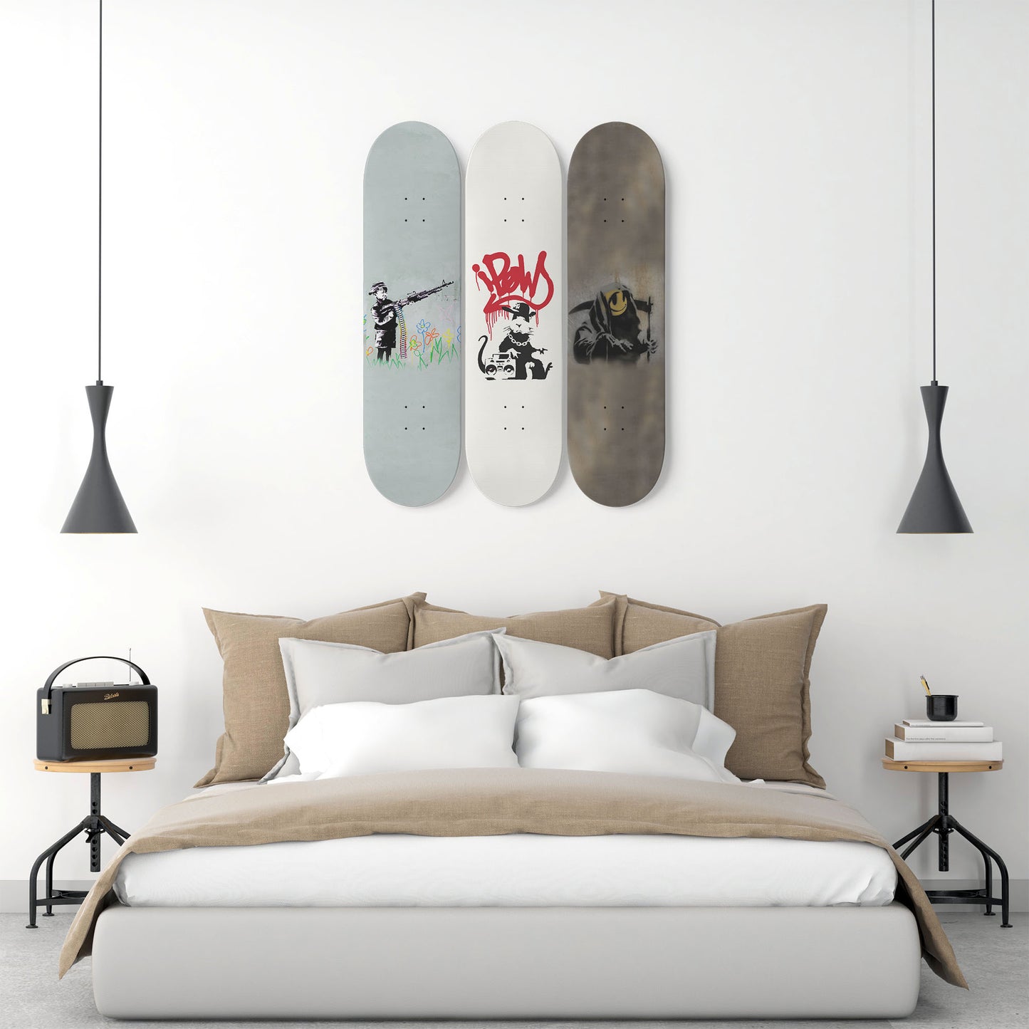 Banksy - Mixed Art - 3-piece Skateboard Wall Art