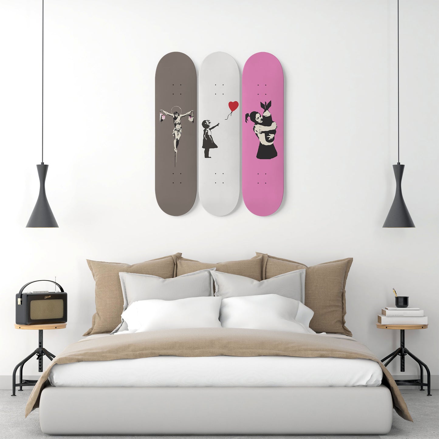 Banksy - Mixed Art - 3-piece Skateboard Wall Art