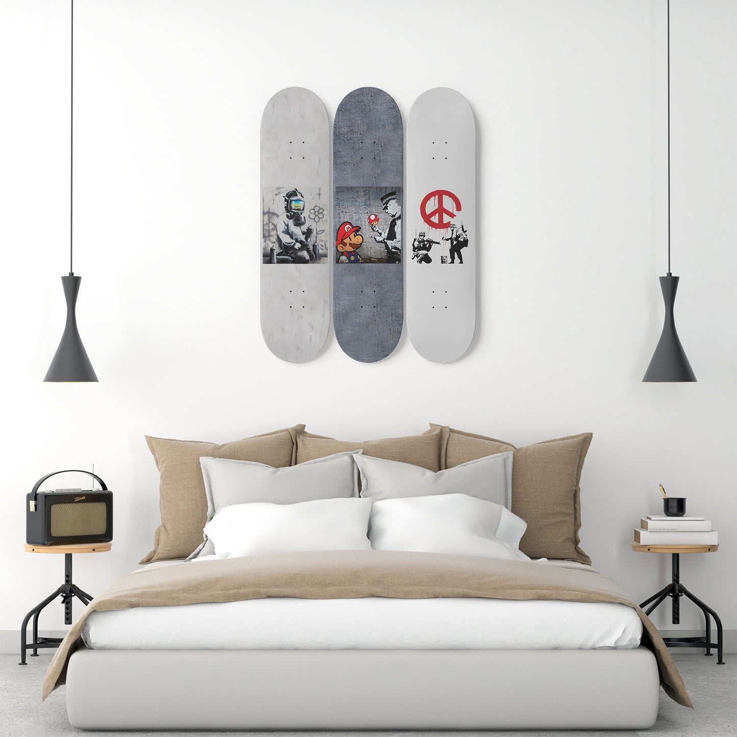 Banksy - Mixed Art - 3-piece Skateboard Wall Art