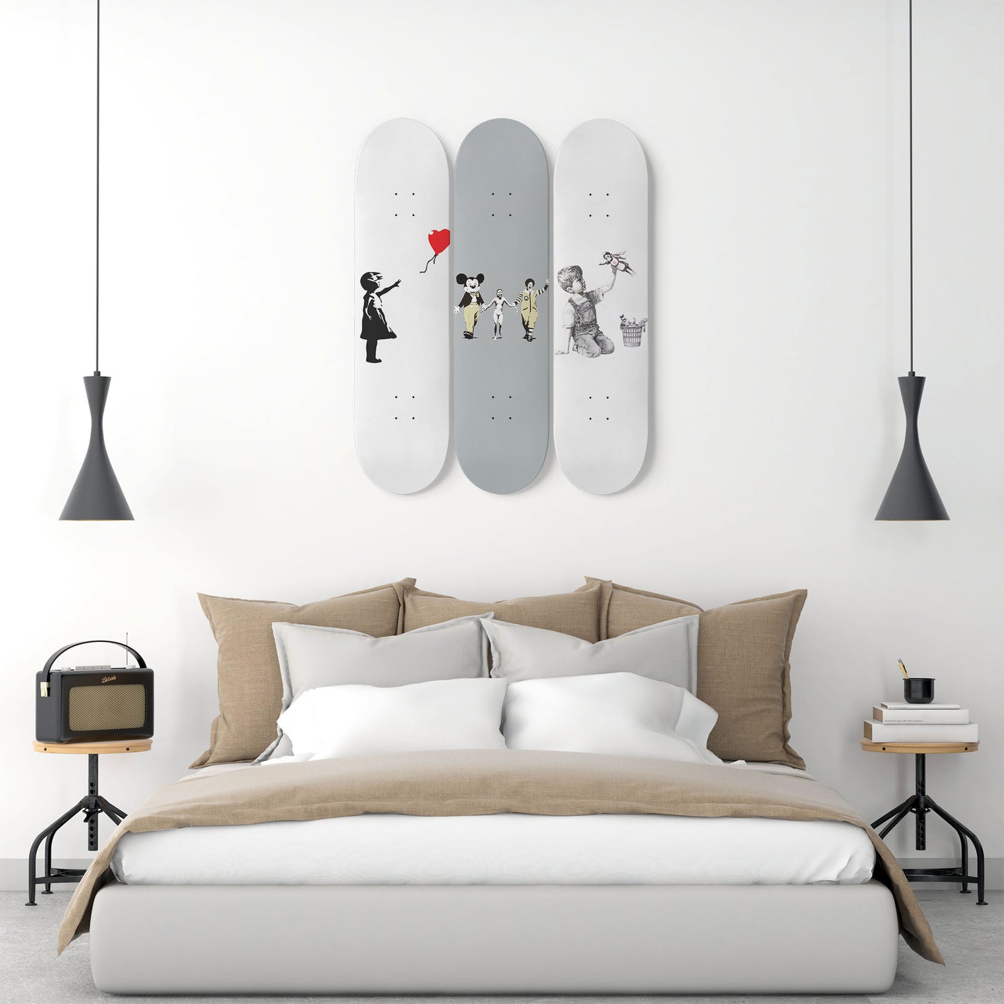 Banksy - Mixed Art - 3-piece Skateboard Wall Art