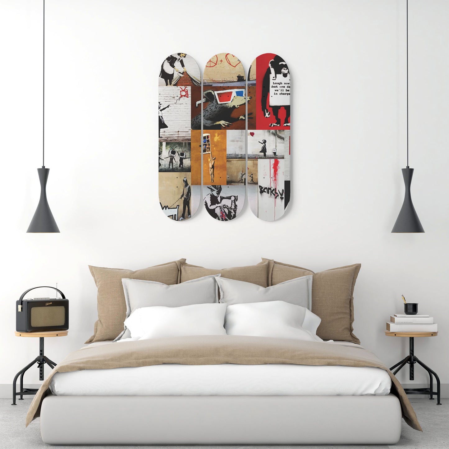 Banksy - Mixed Art - 3-piece Skateboard Wall Art