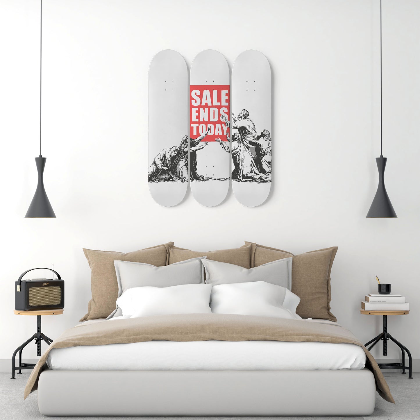 Banksy Sales Ends Today | 3 Set of Skateboard Deck Wall Art, Hanged Room Decoration, Custom Unique Gift