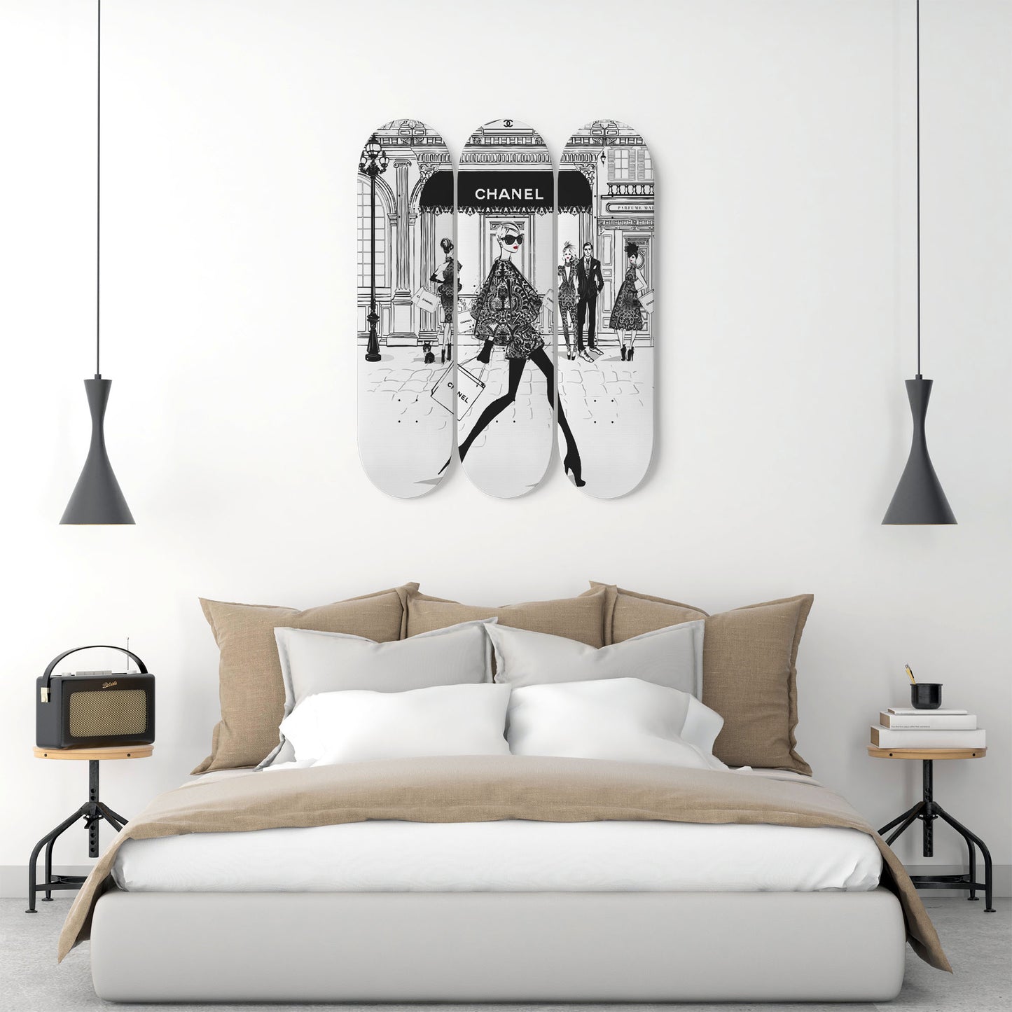 Fashion 10 | 3 Set of Skateboard Deck Wall Art | Wall Hanging Room Decor | Maple Wood | Birthday Gift