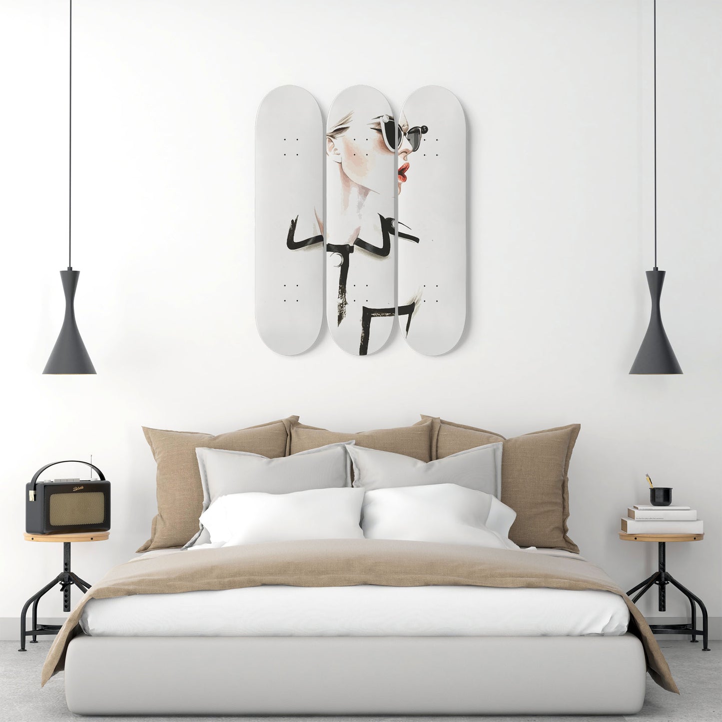 Fashion 2 | 3 Set of Skateboard Deck Wall Art, Hanged Room Decoration, Custom Unique Gifts, Minimalist Wall Art