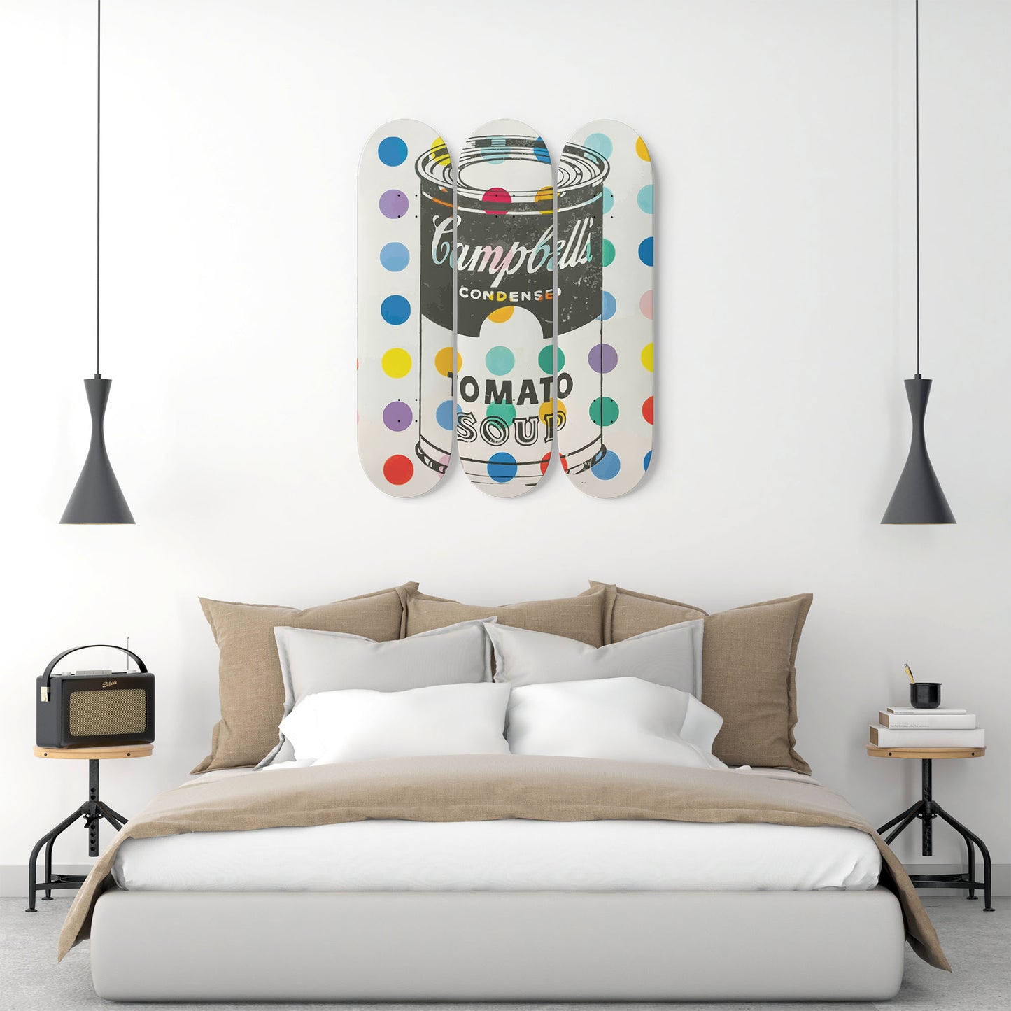 Andy Warhol Campbell Soup | Polka dots  - 3-piece Skateboard Wall Art