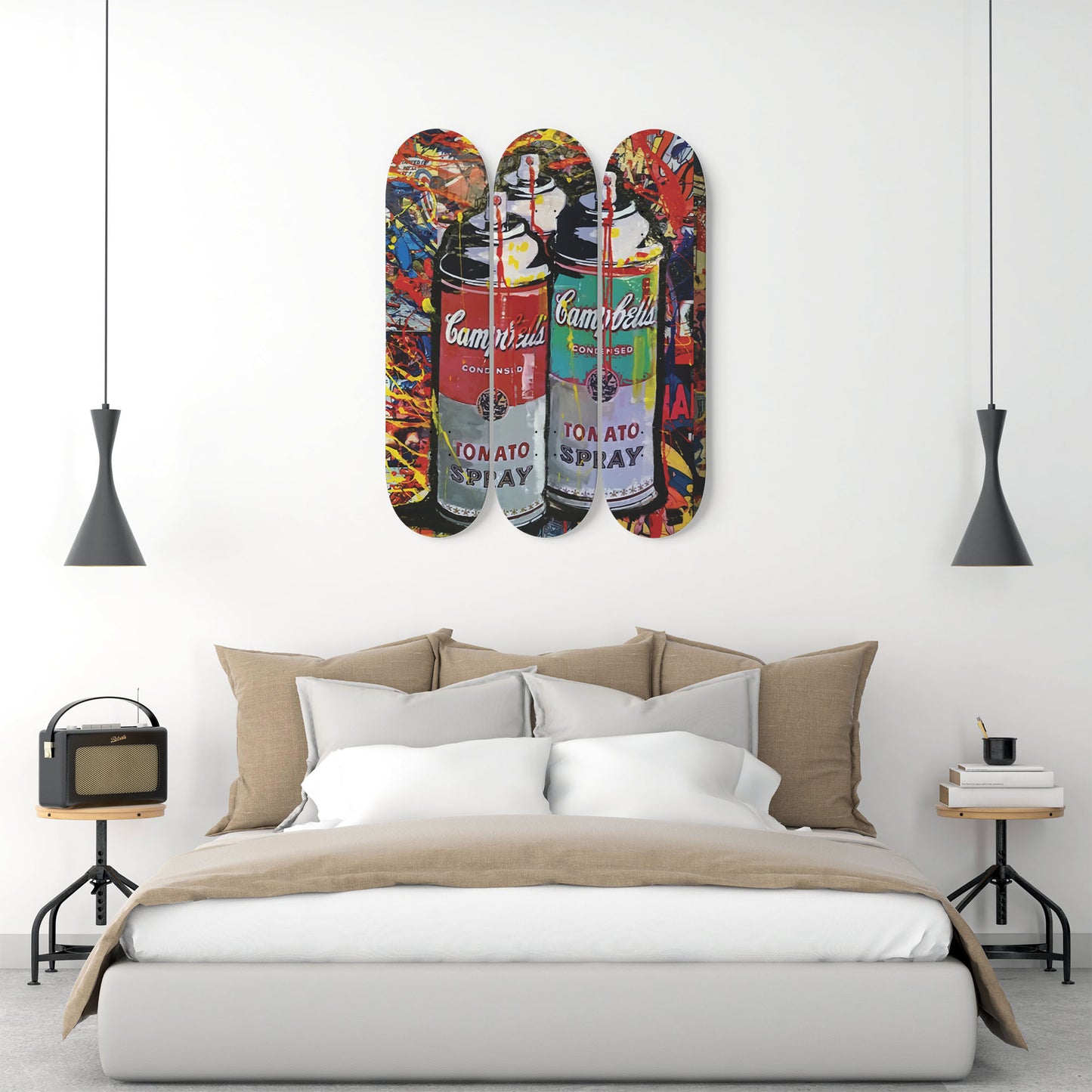 Andy Warhol Campbell Soup | Tomato Spray Art - 3-piece Skateboard Wall Art