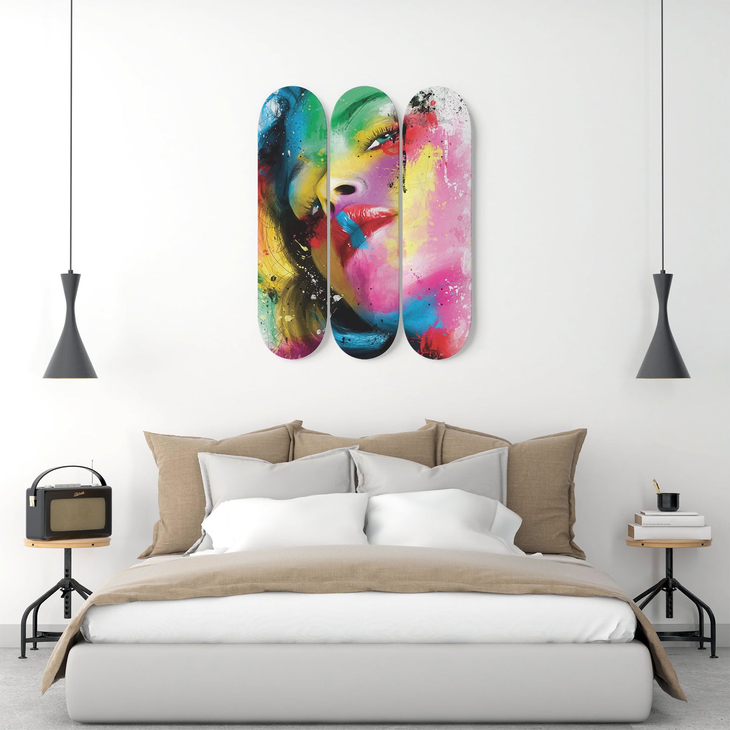 Random Colorful Artwork 16 | Skateboard Deck Wall Art, Wall Hanged Room Decoration, Maple Wood, Accent Gift for Home, Aesthetic Wall Art
