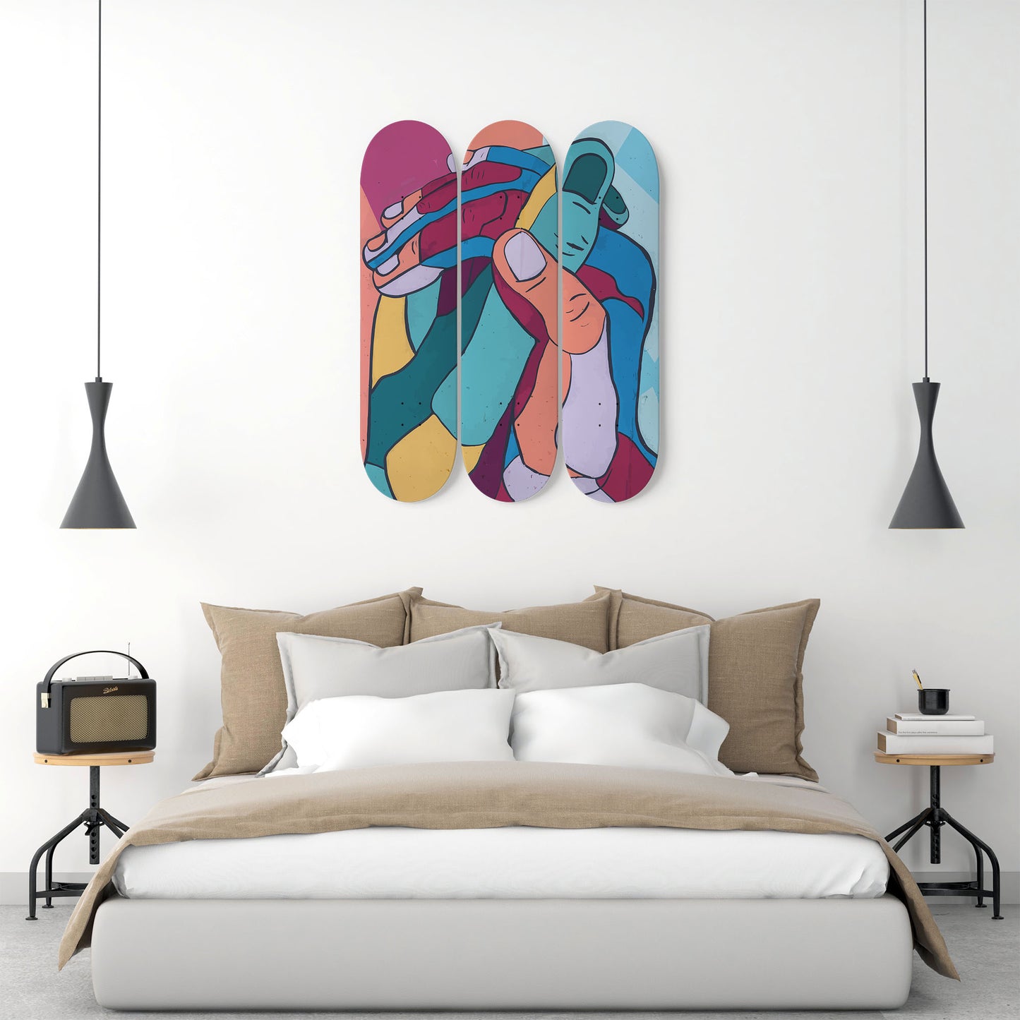 Random Colorful Artwork 18 | Skateboard Deck Wall Art, Wall Hanged Room Decoration, Maple Wood, Accent Gift for Home, Aesthetic Wall Art