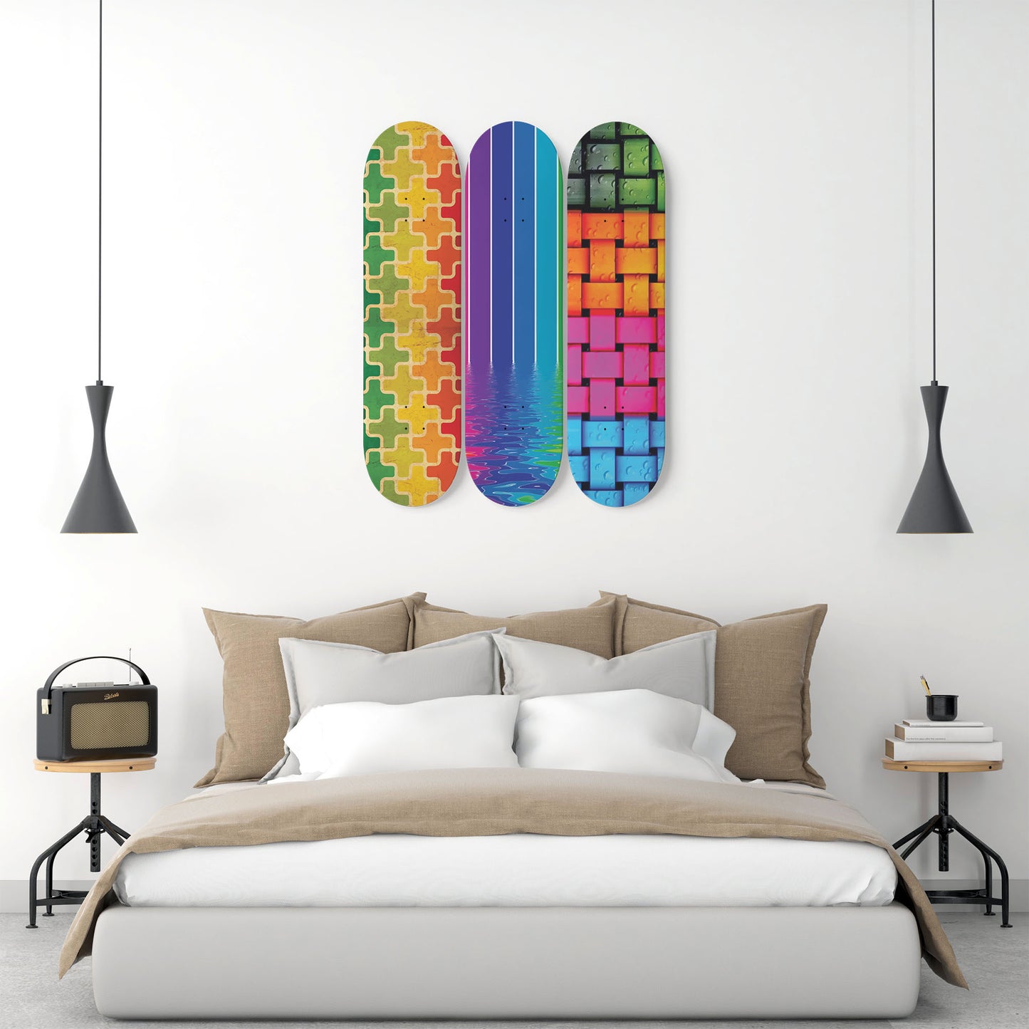 Random Colorful Artwork 3 | Skateboard Deck Wall Art, Wall Hanged Room Decoration, Maple Wood, Accent Gift for Home, Aesthetic Wall Art