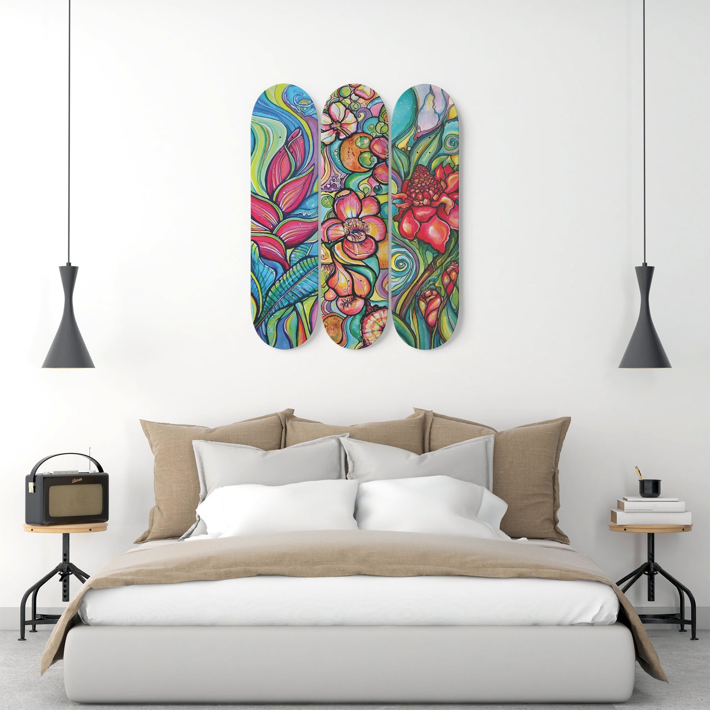 Random Colorful Artwork 8  | Skateboard Deck Wall Art, Wall Hanged Room Decoration, Maple Wood, Accent Gift for Home, Aesthetic Wall Art