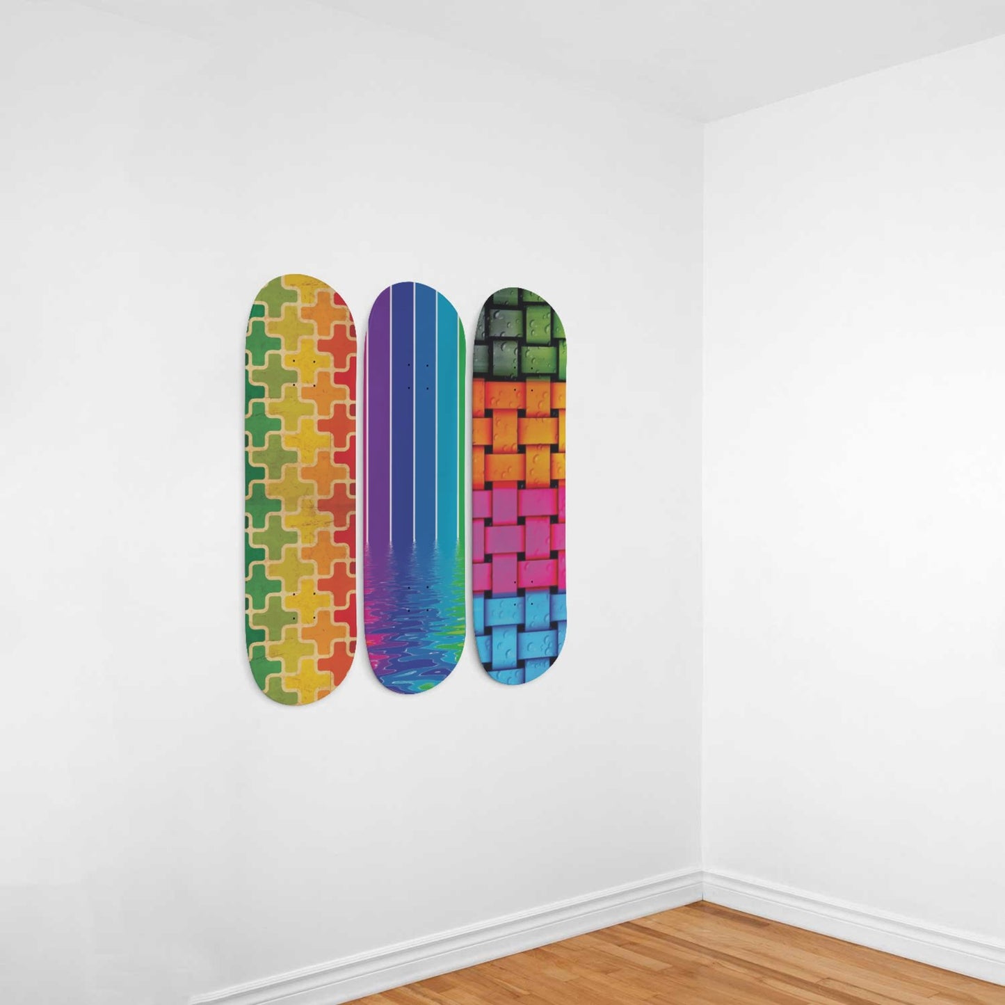Random Colorful Artwork 3 | Skateboard Deck Wall Art, Wall Hanged Room Decoration, Maple Wood, Accent Gift for Home, Aesthetic Wall Art