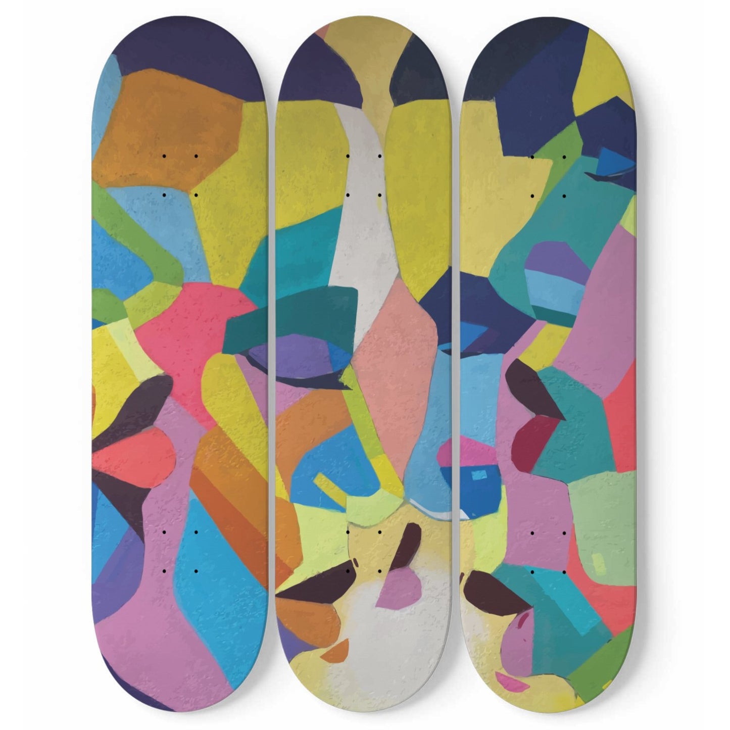 Random Colorful Artwork 17 | Skateboard Deck Wall Art, Wall Hanged Room Decoration, Maple Wood, Accent Gift for Home, Aesthetic Wall Art