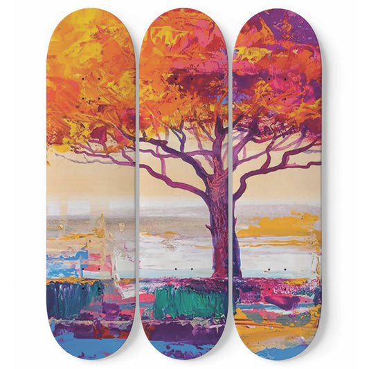 Random Colorful Artwork 12 | Skateboard Deck Wall Art, Wall Hanged Room Decoration, Maple Wood, Accent Gift for Home, Aesthetic Wall Art