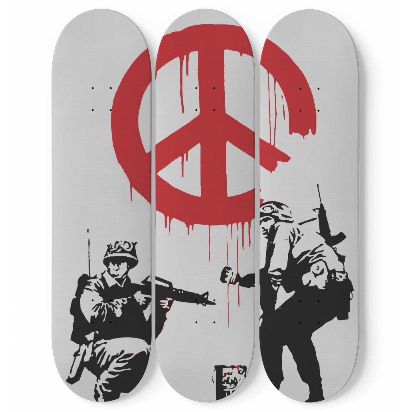 Peace Soldier 3 Set of Skateboard Deck Wall Art, Hanged Room Decoration, Custom Unique Gift