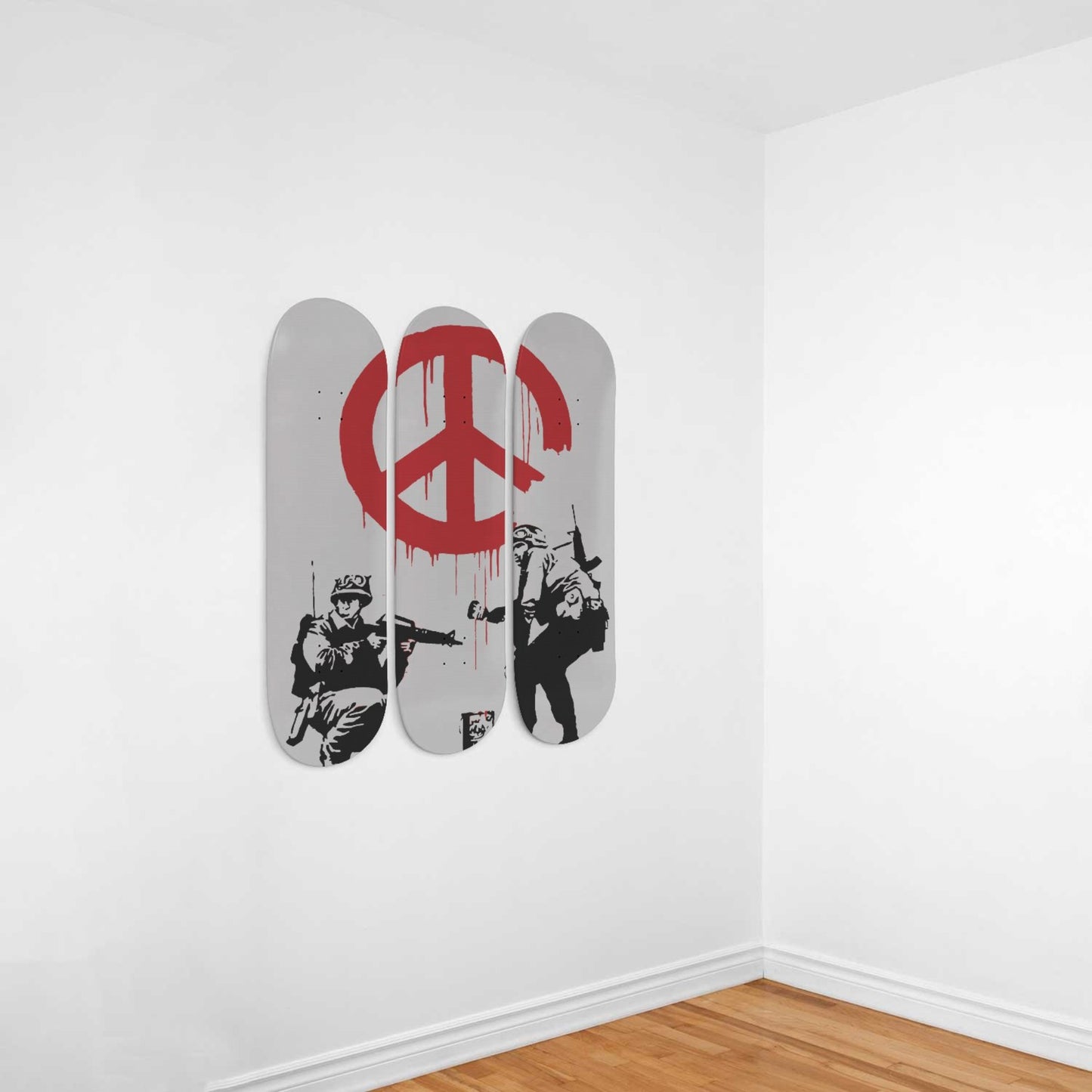 Peace Soldier 3 Set of Skateboard Deck Wall Art, Hanged Room Decoration, Custom Unique Gift