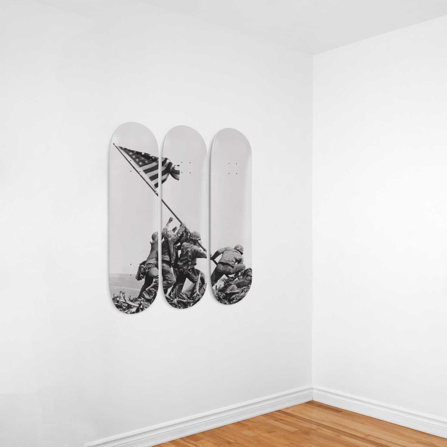 Flag Raising At Iwo Jima Poster | 3 Set of Skateboard Deck Wall Art, Hanged Room Decoration, Custom Unique Gift