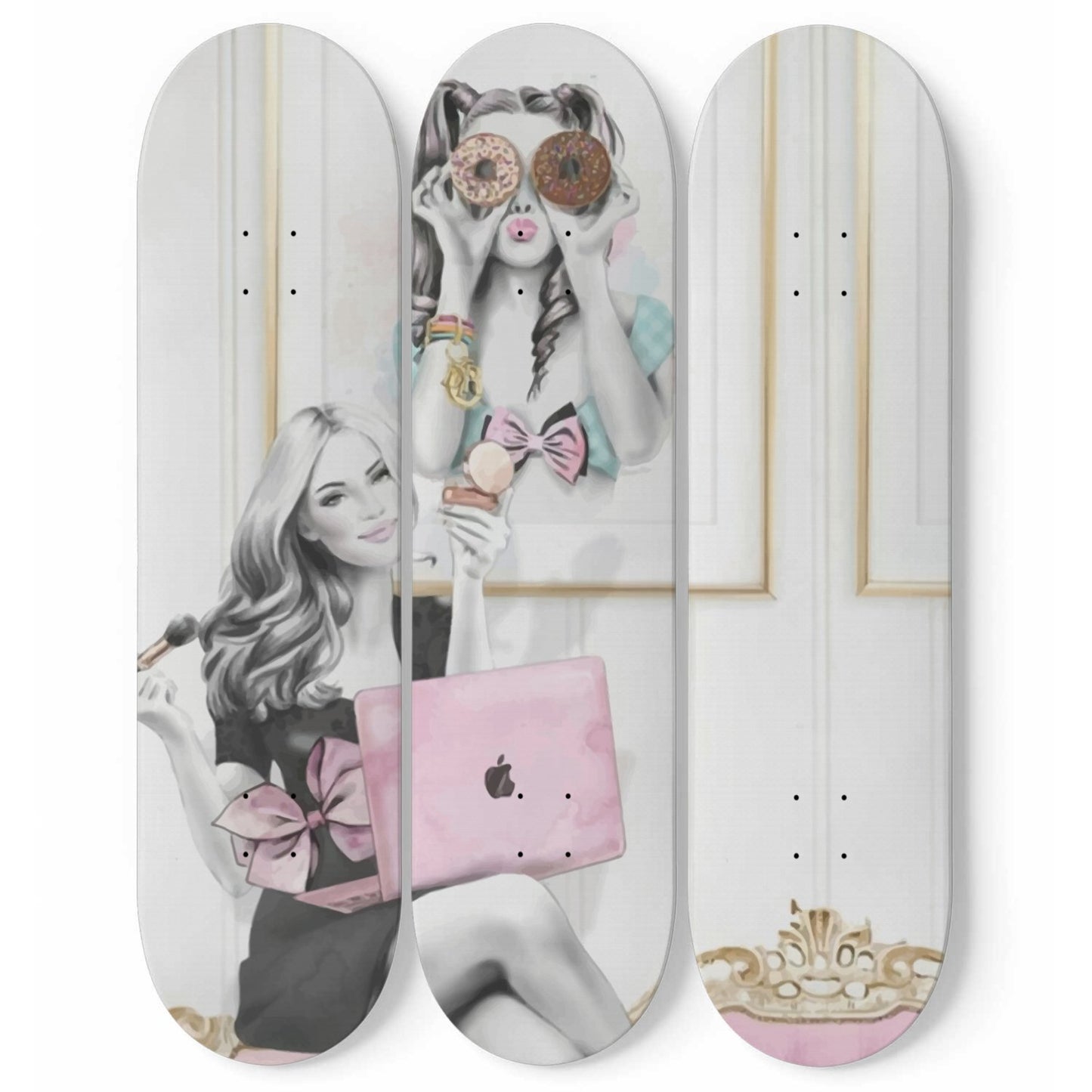 Fashion 9 | 3 Set of Skateboard Deck Wall Art | Wall Hanging Room Decor | Maple Wood | Birthday Gift