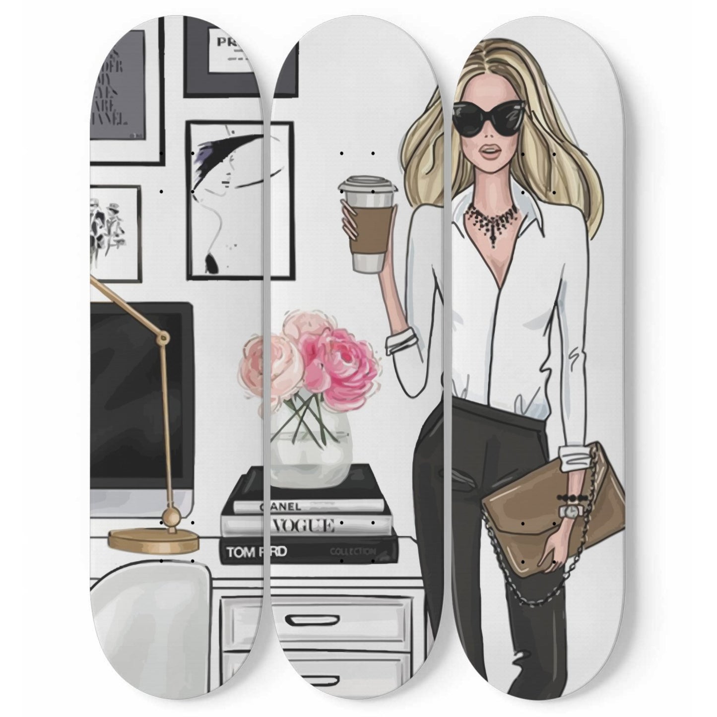 Fashion 8 | 3 Set of Skateboard Deck Wall Art | Wall Hanging Room Decor | Maple Wood | Birthday Gift