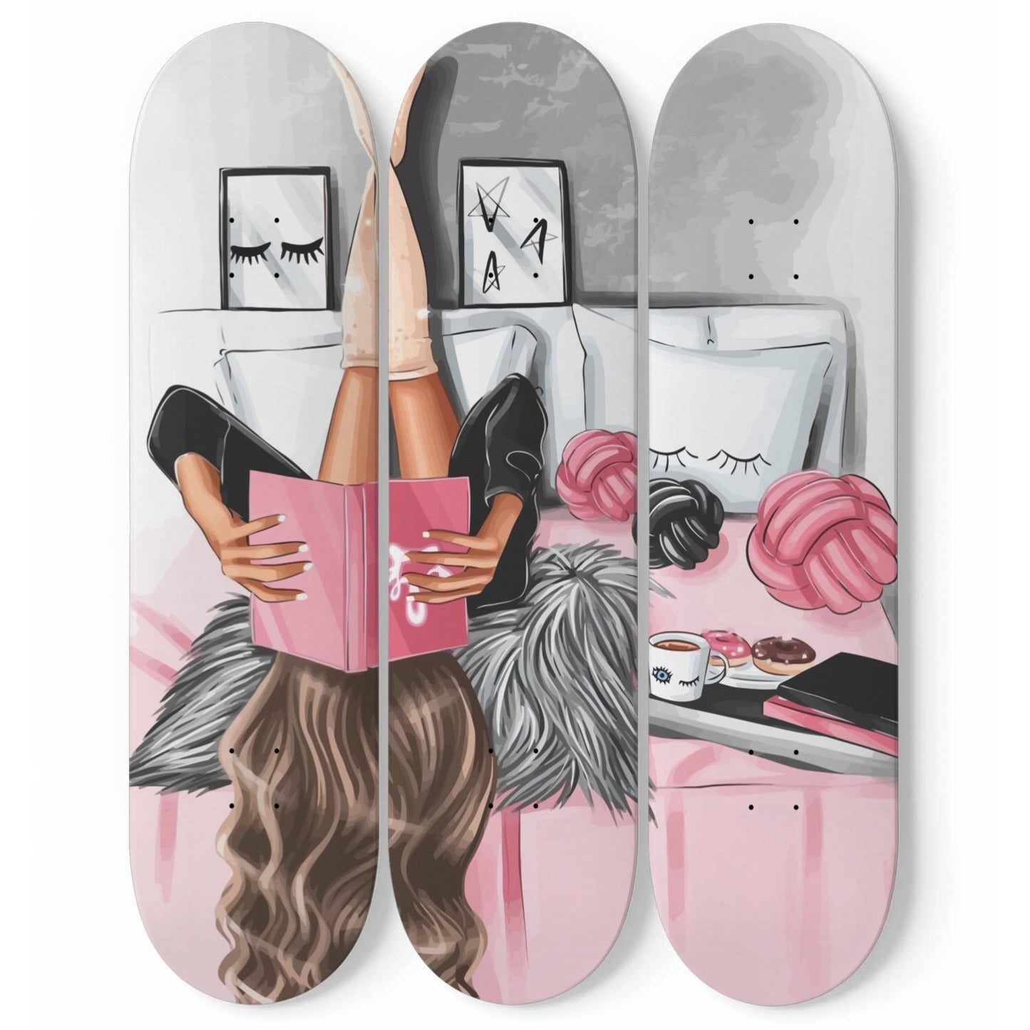 Fashion 5 | 3 Set of Skateboard Deck Wall Art | Wall Hanging Room Decor | Maple Wood | Birthday Gift