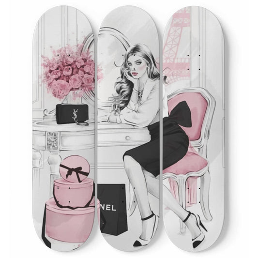 Fashion 3 | 3 Set of Skateboard Deck Wall Art | Wall Hanging Room Decor | Maple Wood | Birthday Gift