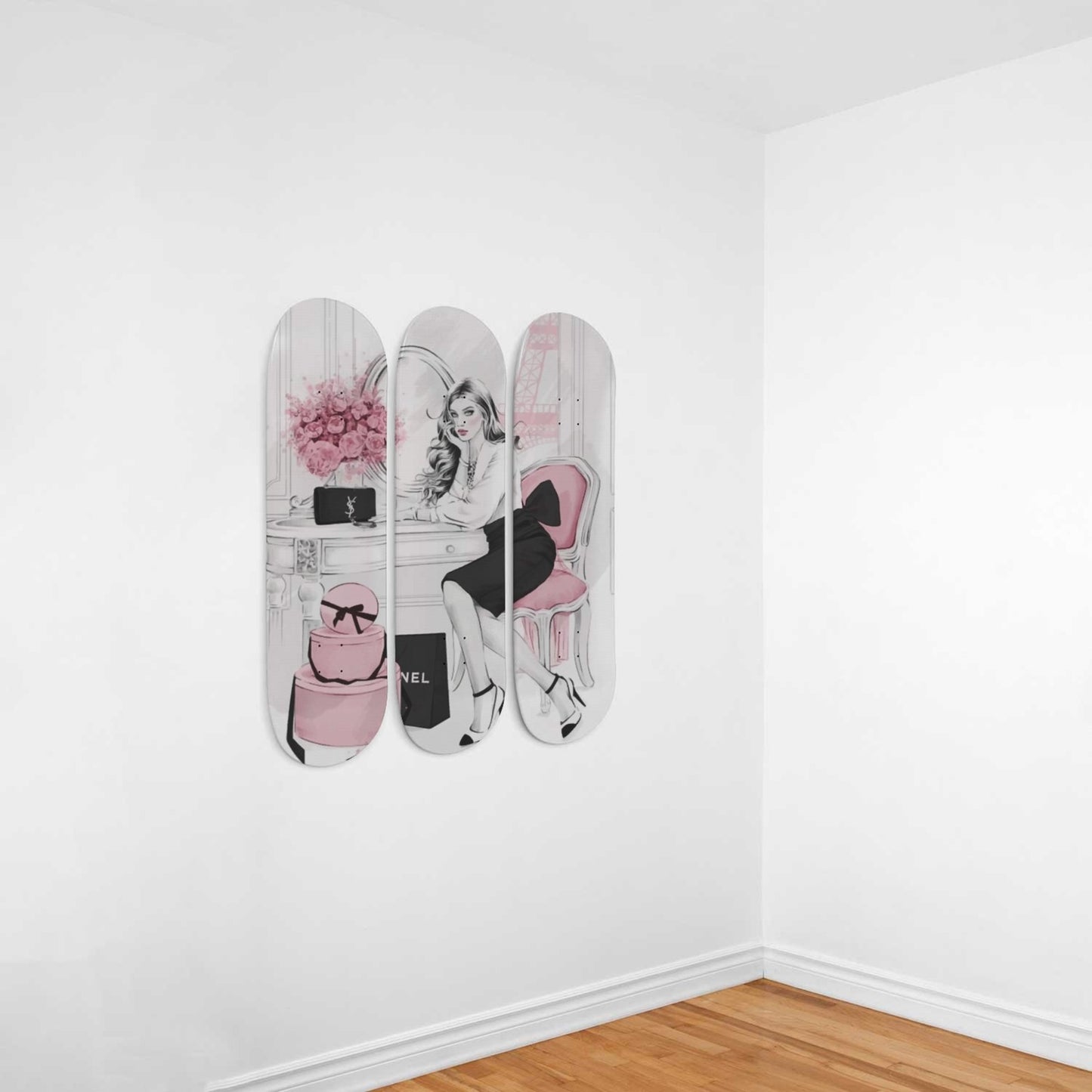 Fashion 3 | 3 Set of Skateboard Deck Wall Art | Wall Hanging Room Decor | Maple Wood | Birthday Gift