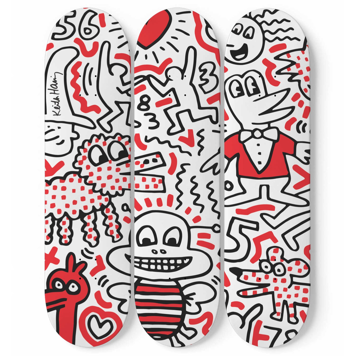 Keith Haring - Busy Bee Full Deck - 3 Piece Skateboard Wall Art