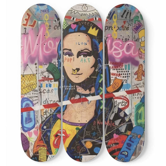 Banksy Mona Lisa - Pop Street Art Graffiti - 3-piece Skateboard Wall Art